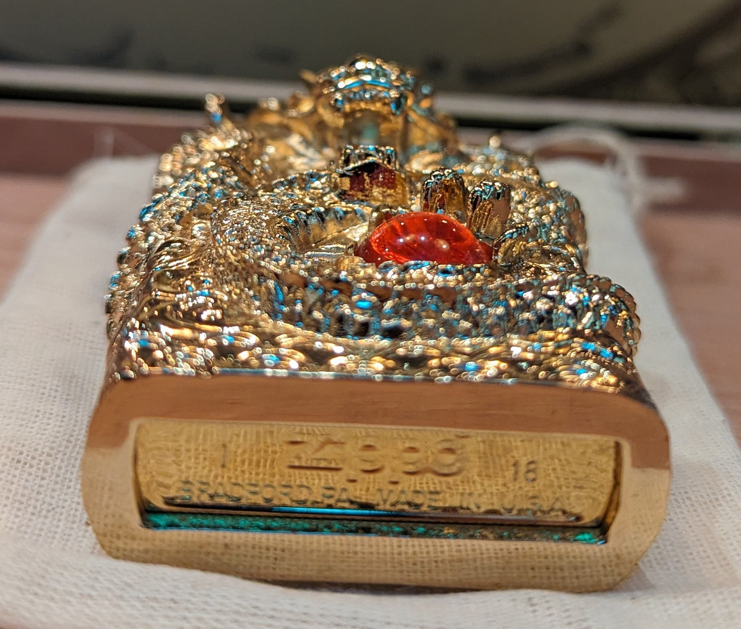 Zippo Gold Dragon with Ruby Gems Lighter