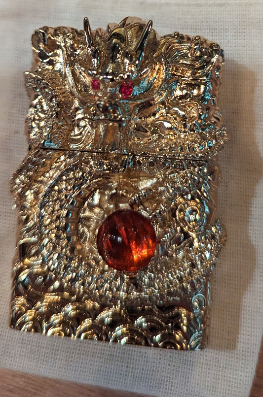 Zippo Gold Dragon with Ruby Gems Lighter