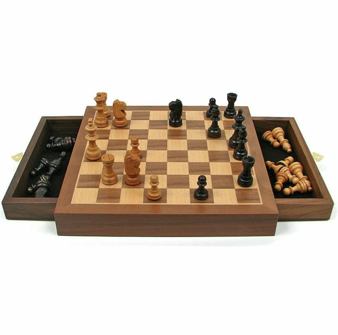 Inlaid Walnut Wood Chess Set